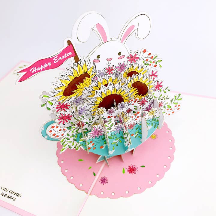 Theekopje Bunny Easter Pop UP kaart voor wholesale door Liif Pop Up Card