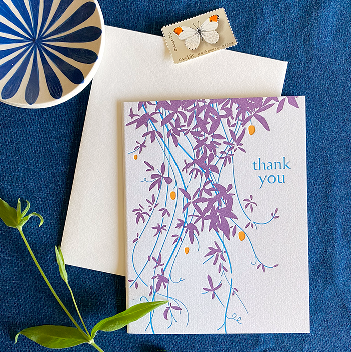 Navy Midnight Press - Wholesale Thank You Card - Vine Thank You Card1