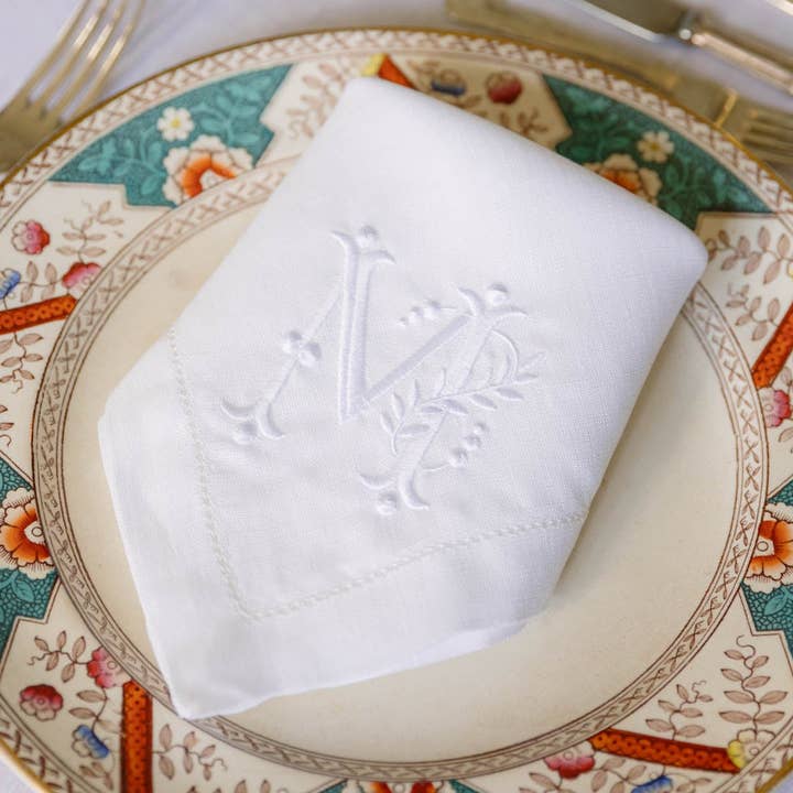 Torres Novas - Wholesale Dinner & Cloth Napkin - Mafra White Letter Embroidery Napkins (Pack Of 2)0
