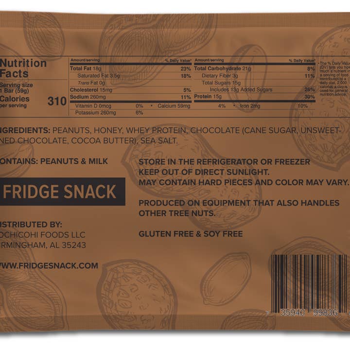 FRIDGE SNACK - Wholesale Snack bar - CHOCOLATE PEANUT BUTTER (8 Bar Pack)1