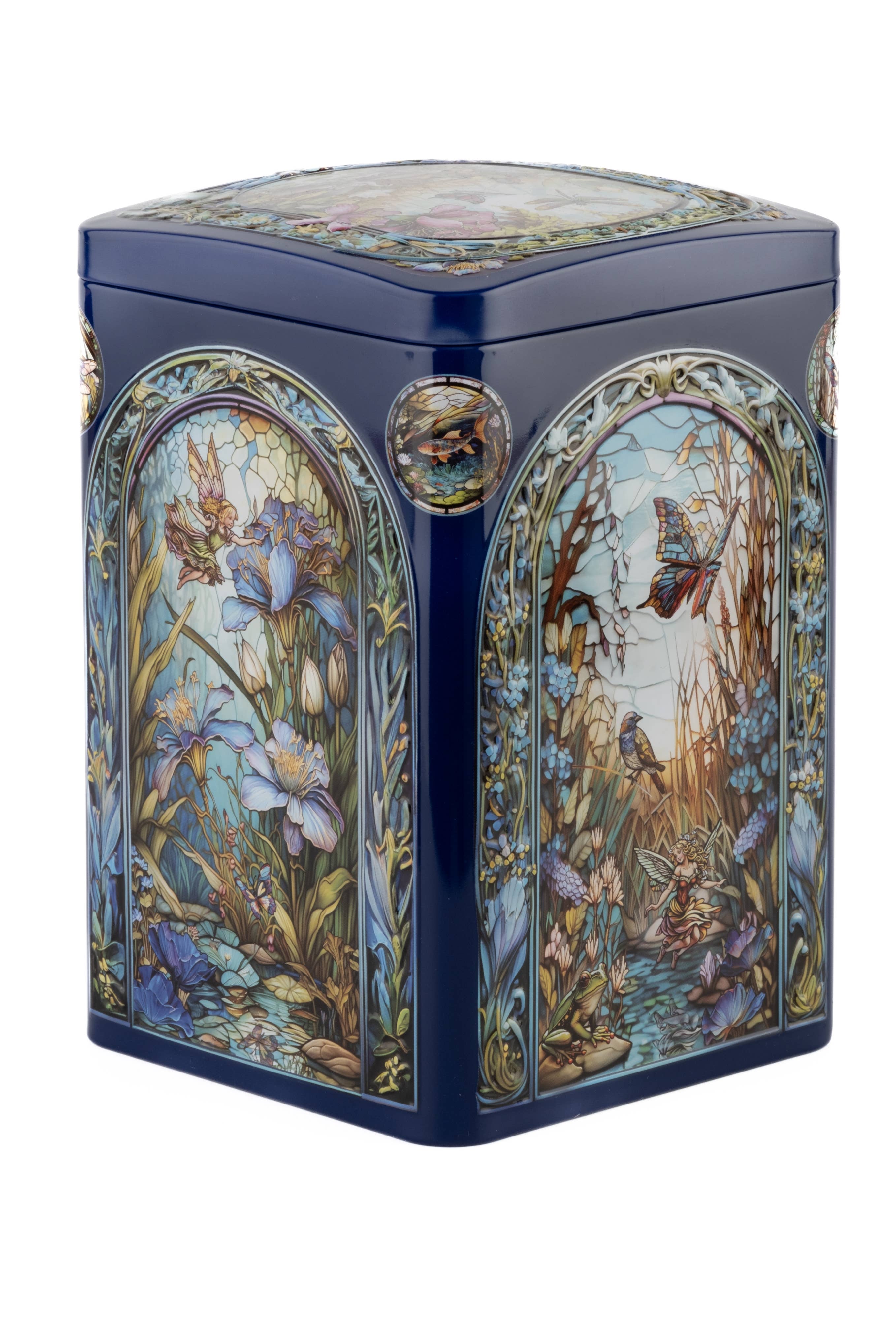 Churchill's Confectionery – wholesale Biscuit – Lily Pond Gift Tin with Mini White Choc & Raspberry Biscuits1