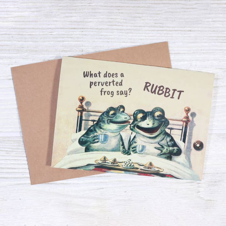 Bad Betty Greeting Co. - Wholesale Everyday Greeting Card - What Does a Perverted Frog Say? Rubbit - Adult Punny Card