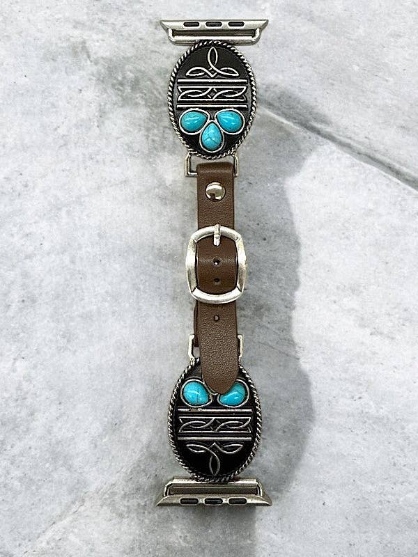 WESTERN DESIGN TQ GEM ACCENT APPLE WATCH BAND for wholesale by LA Bijoux