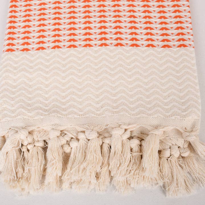 Organic Turkish Towels - Wholesale Beach towel - Beach Towels, Orange Diamond Weave, Organic Cotton3