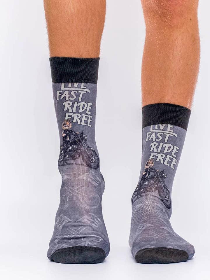 Anthracite Tiger Motor Rider Socks for wholesale by Urbiana