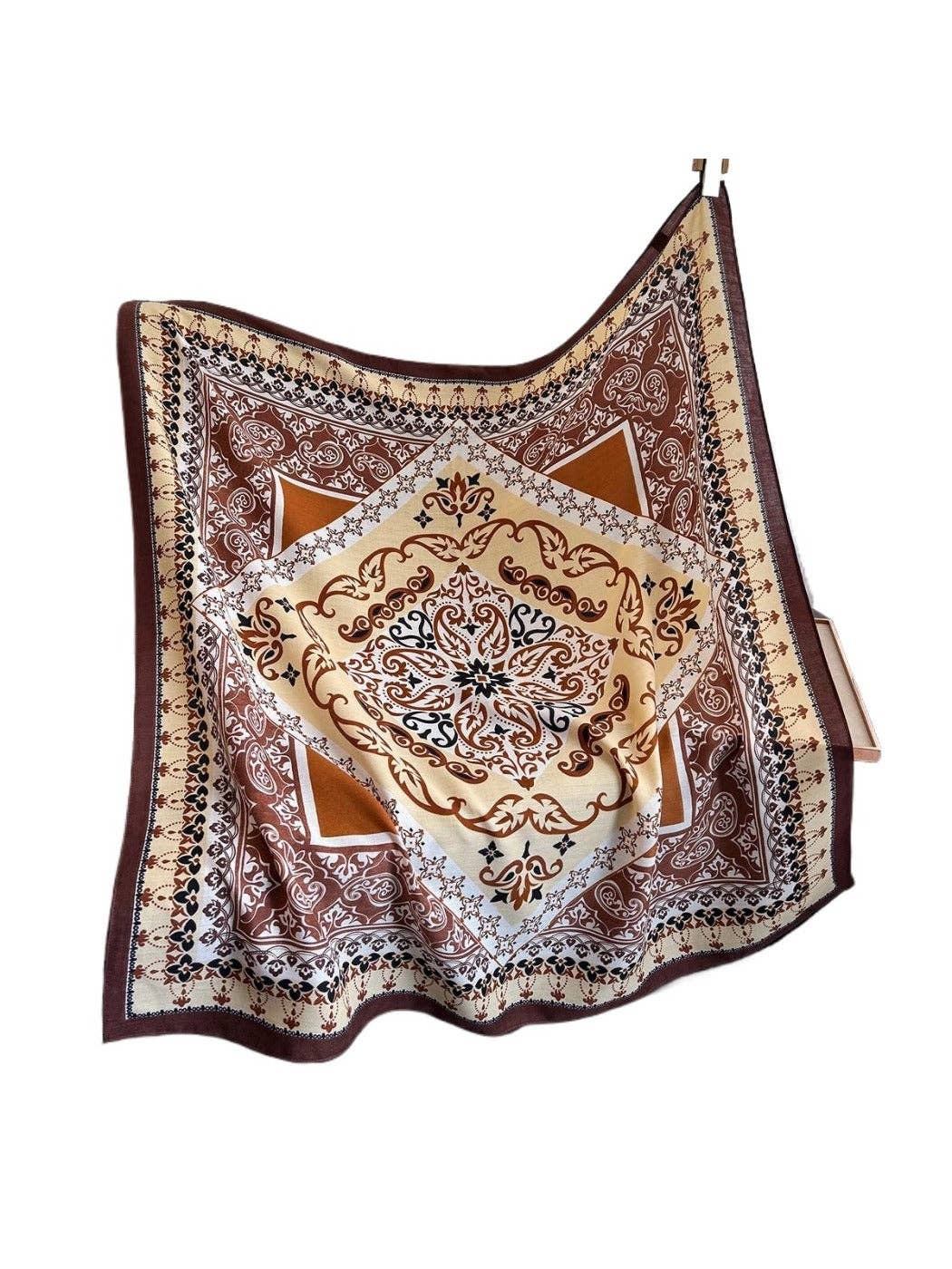 Funkyrel® Atzbranding Limited - Wholesale Scarf - Women's - Scarvii - 35'' Vintage Boho Print Square Scarf - Chic & Classic7