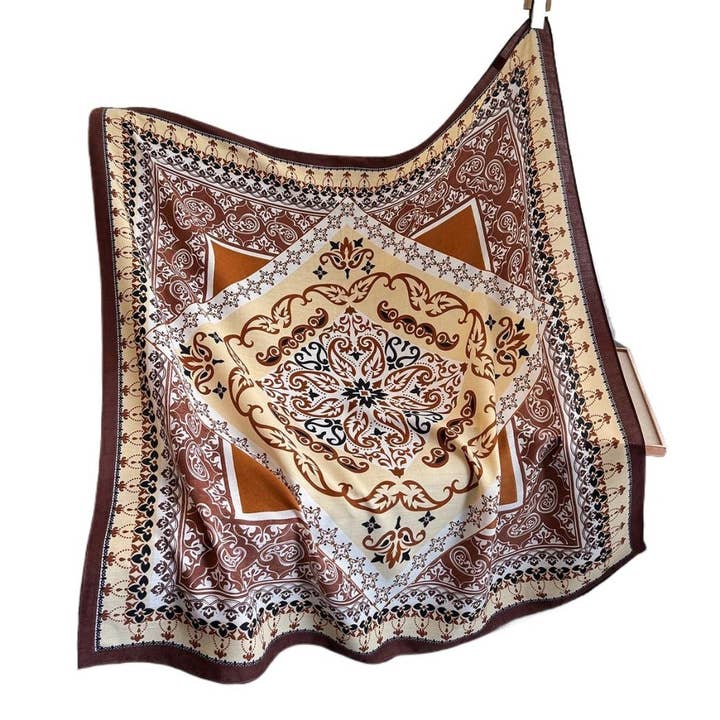 Funkyrel® Atzbranding Limited - Wholesale Scarf - Women's - Scarvii - 35'' Vintage Boho Print Square Scarf - Chic & Classic7