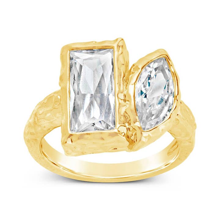 Sterling Forever - Wholesale Multi-Stone Ring - Tate CZ & Molten Metal Toi et Moi Ring8