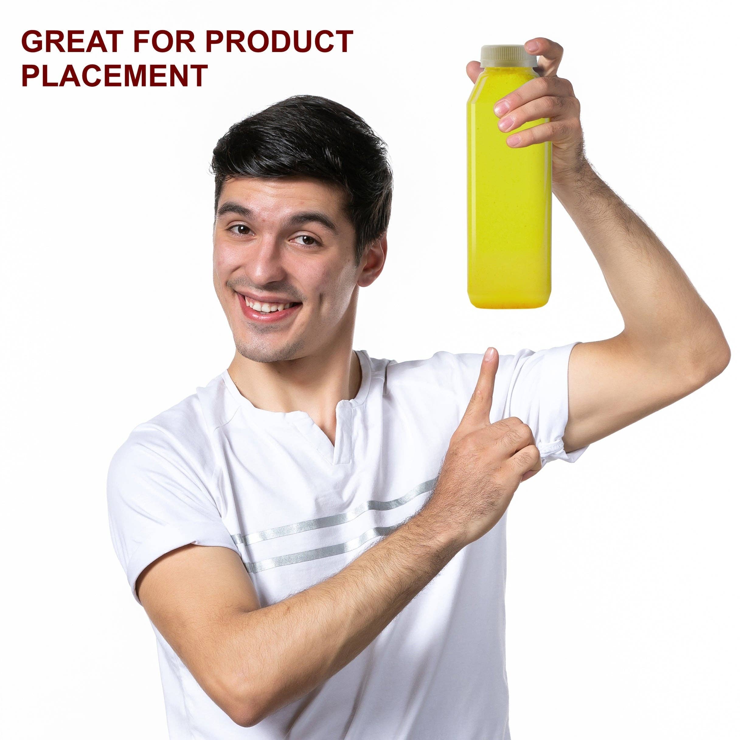 EcoQuality – wholesale Milk/juice bottle – 16oz Empty Clear Plastic Juice Bottles w/Tamper Evident Caps1