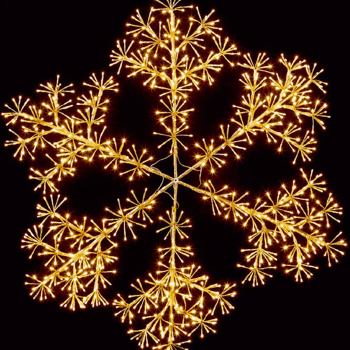 2' Gold Snowflake Wall Mount Warm White LEDs for wholesale by Winterland Inc.