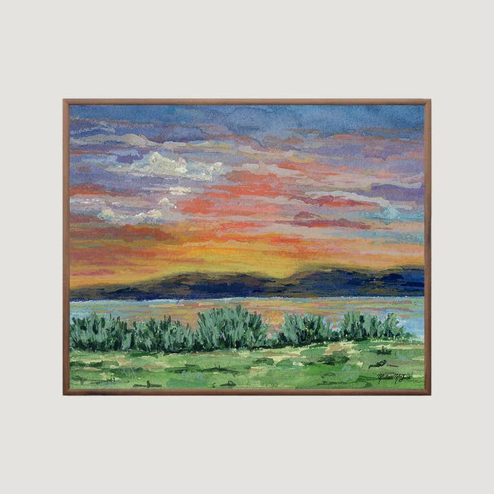 Soluppgångsreflektioner Landskap Akvarell Gicléetryck för wholesale av Michelle McGuire Studio