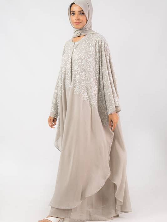 White Embroidered Jilbab Style Abaya for wholesale on Faire