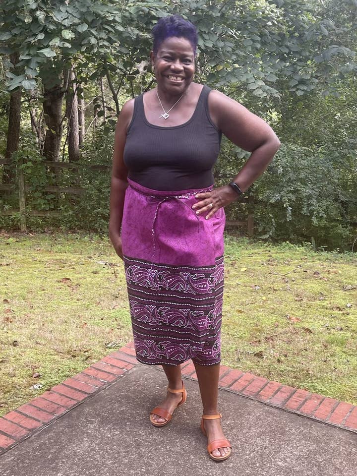Wrap Skirt | Magenta Curls for wholesale by Elena's Handcrafted Designs