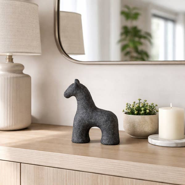 Sagebrook Home - Wholesale Decorative Figurine - Black 6 in. Cement Textured Horse Figurine2