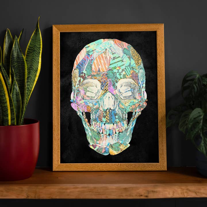 Impressão geométrica de crânio com padrão pastel por atacado de Ink & Drop