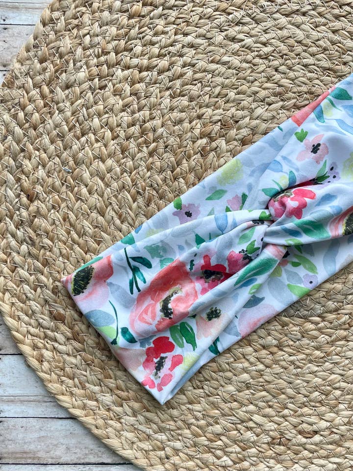 Blooming Spring Garden Knit Twist Headband for wholesale by Designs by Rachel Joy
