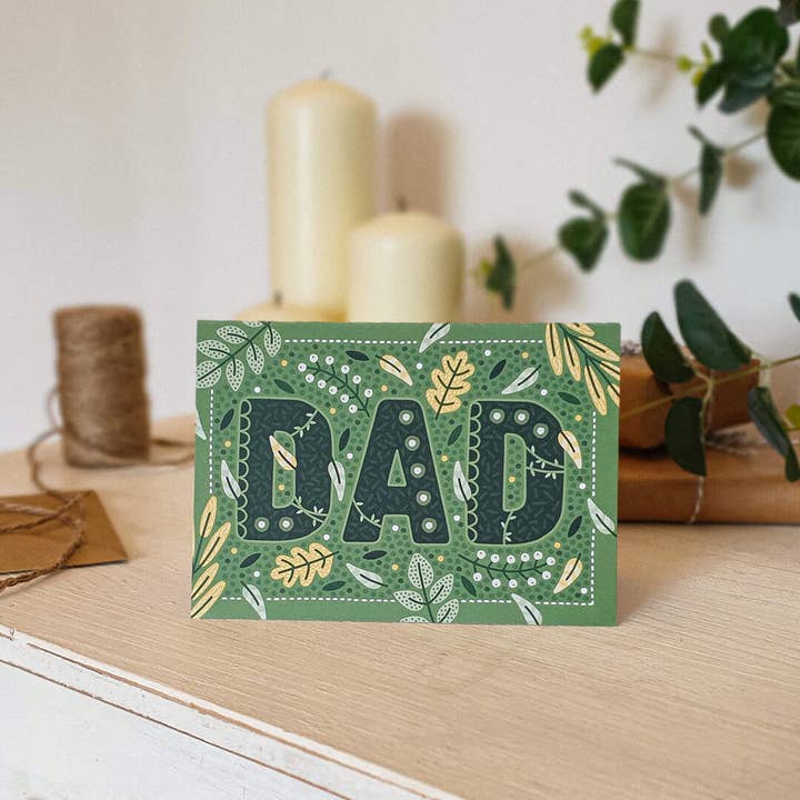 Jess A Little Creative - Wholesale Father's Day Card - Green Botanical Leaves Nature Theme Father's Day Card