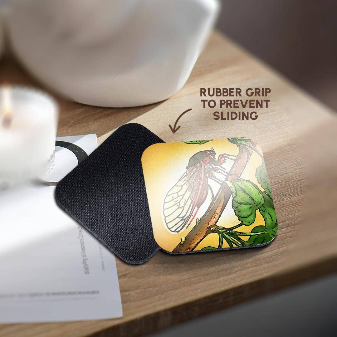 3dRose - Wholesale Coasters - 3dRose, Cicada Insect Black Outline Art, Coaster10