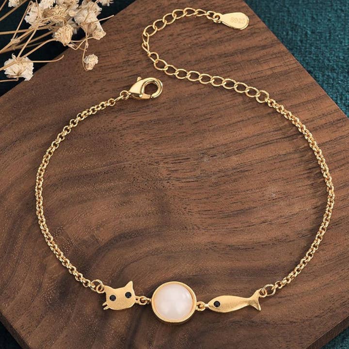 Kitty Catching Fish Bracelet for wholesale by Bright MacMing