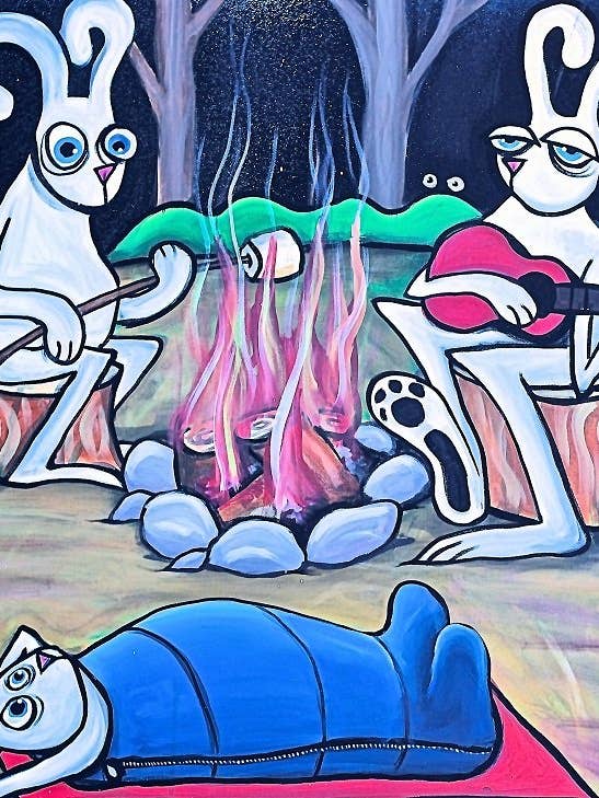 Bunnies Camping Canvas Print for wholesale by It's a Henry