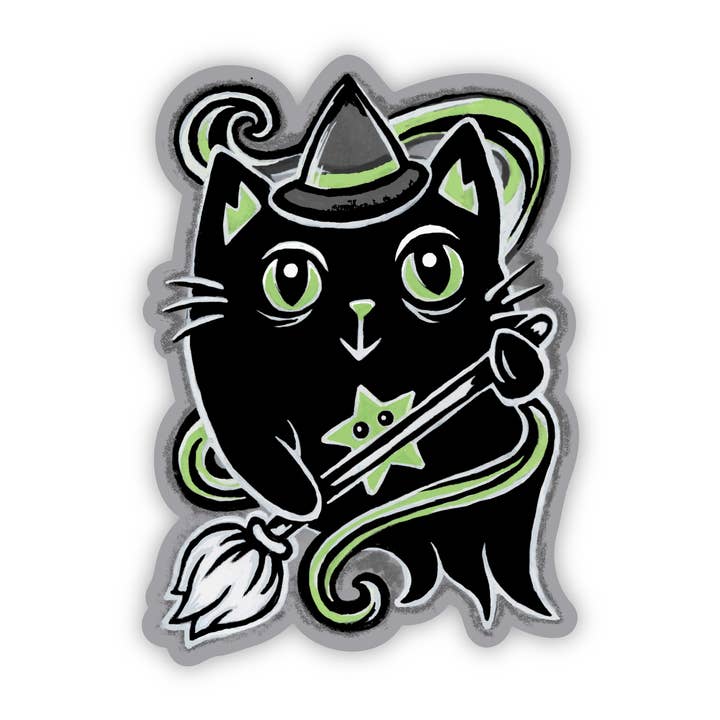 Witch Cat Sticker for wholesale by Earthenwood Studio