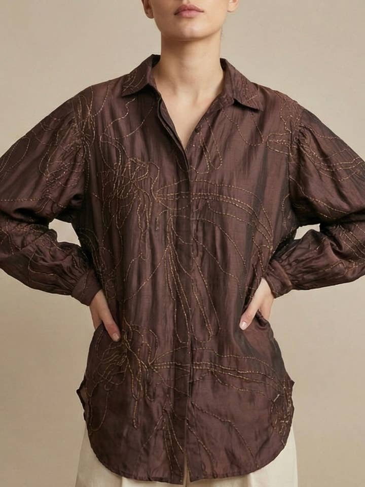 2442-CHOCO camisa de manga larga para venta al por mayor de Lilie Rose