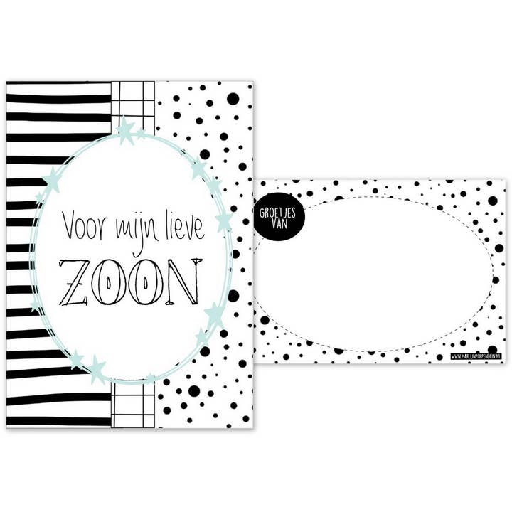 A6 Carta con testo "Per il mio caro figlio". per la vendita all'ingrosso da parte di Marlijnpoppendijn