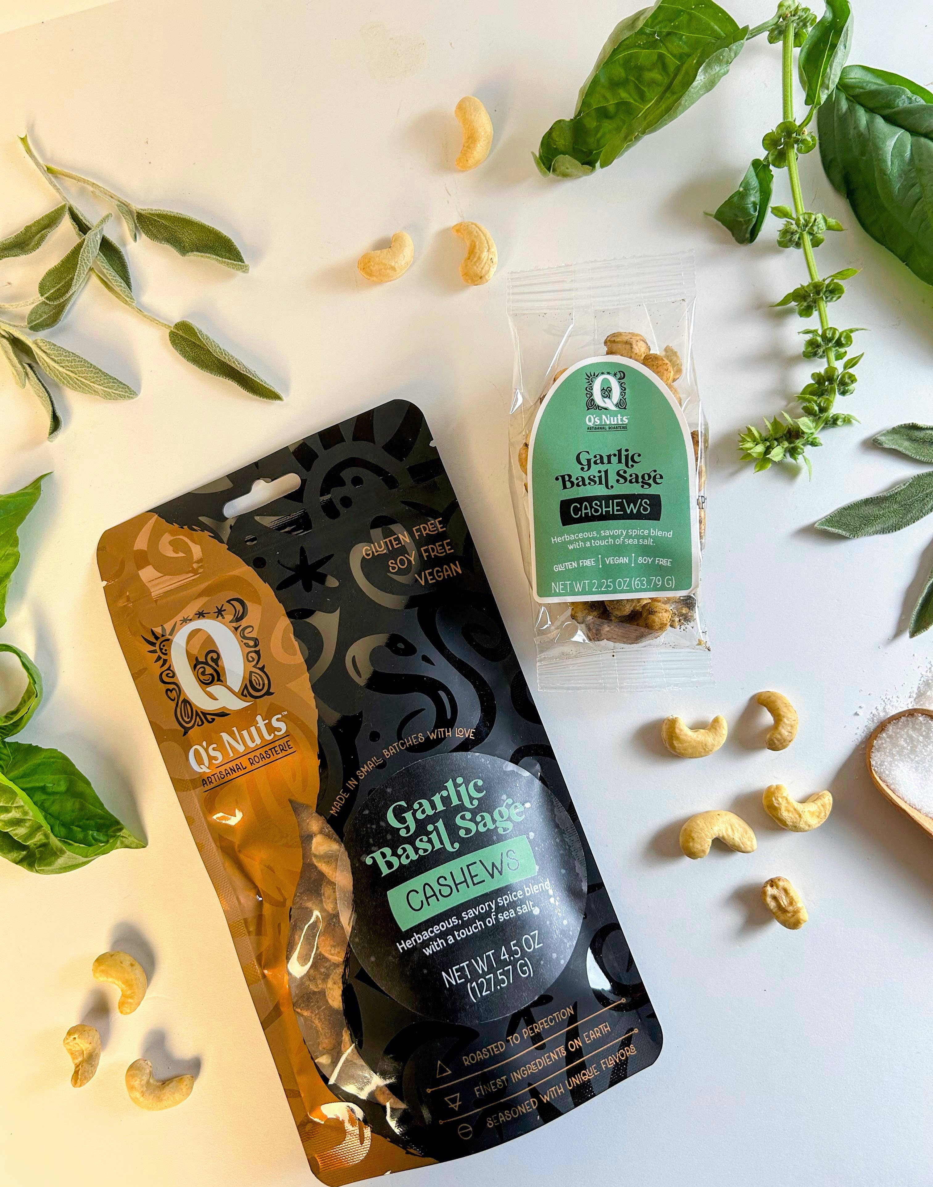 Q's Nuts, LLC - Wholesale Nuts - 2.25 oz Garlic Basil Sage Cashews2