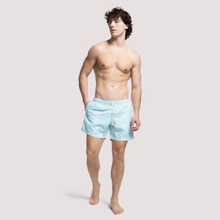 Under The Sea Green Mens Swimshorts for wholesale by Apres life