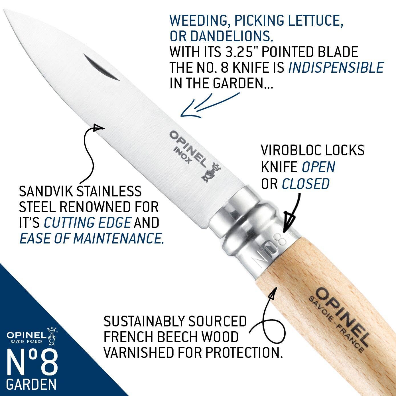 Opinel - Vente Outil de jardinage - Couteau de jardin pliant No.081