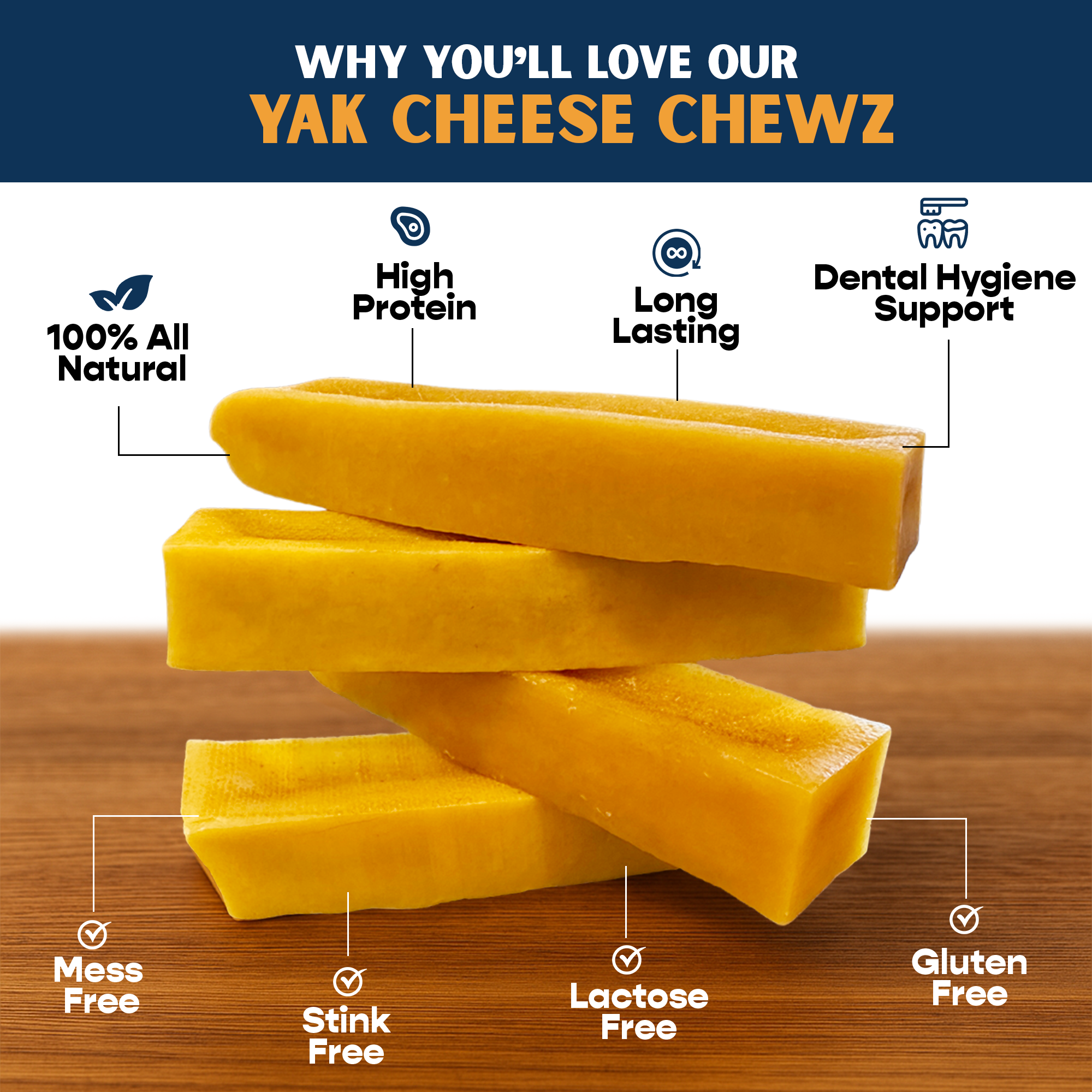 Mighty Chewz - Wholesale Pet Treats - Dog - Medium Yak Cheese w/ Tag ($3.56/ Stick)2