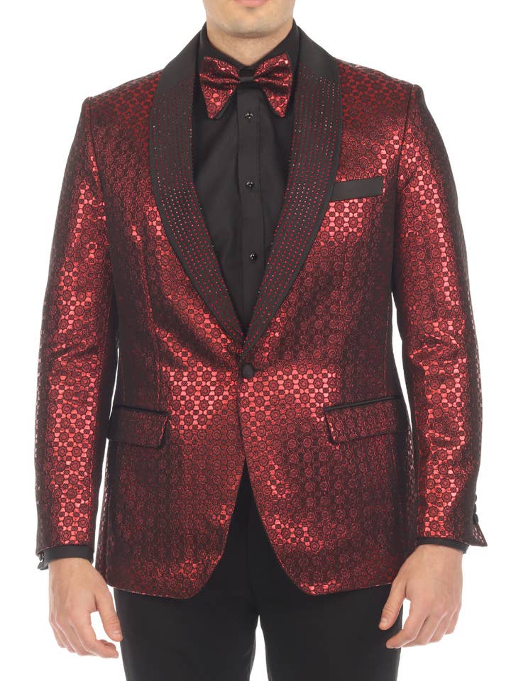 Men's Mojito Red Shawl Collar Tuxedo 1 Button 2 Vent Slim Fit for wholesale by Ferrecci