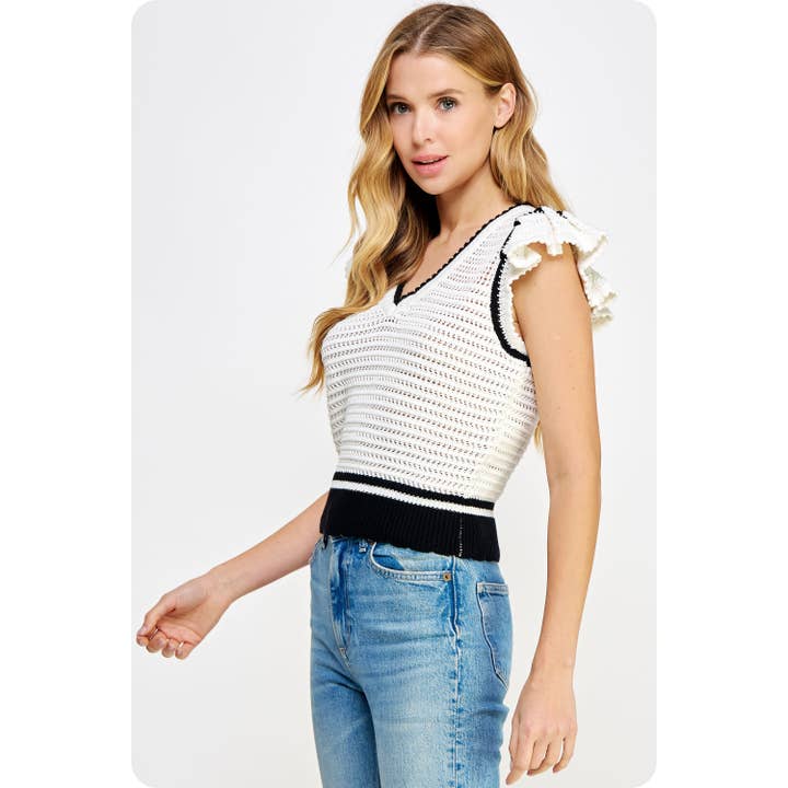 Strut & Bolt - Vente Haut en maille – femme - Haut en tricot à tissage ouvert au crochet1