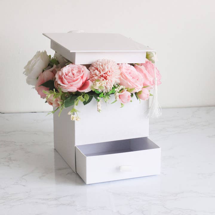Elegant Design Supply - Vente Coffrets cadeaux - Boîte à fleurs carrée pour chapeau de graduation avec tiroir