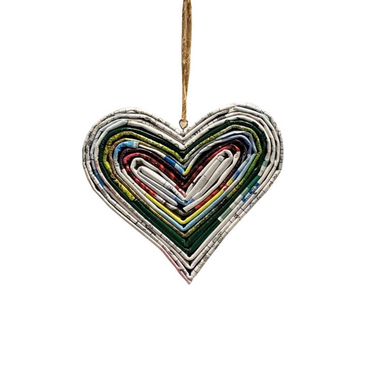The Upcycled Paper Company - Wholesale Ornament - Mini Heart Valentine Ornament - Recycled Paper1