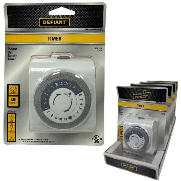 St. Louis Wholesale LLC - Wholesale Timer - Defiant Timer - Indoor Big Button Timer - 24HR Programmable