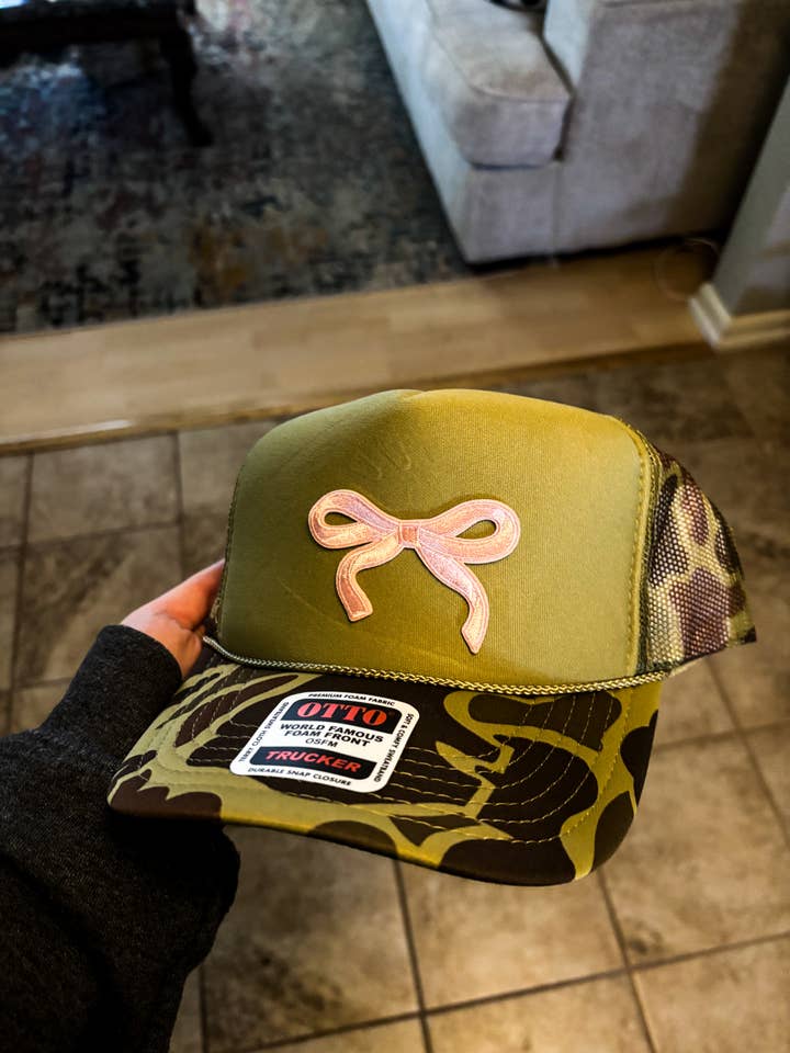 Pink Bow Trucker Hat for wholesale by Christian Artwork Co.