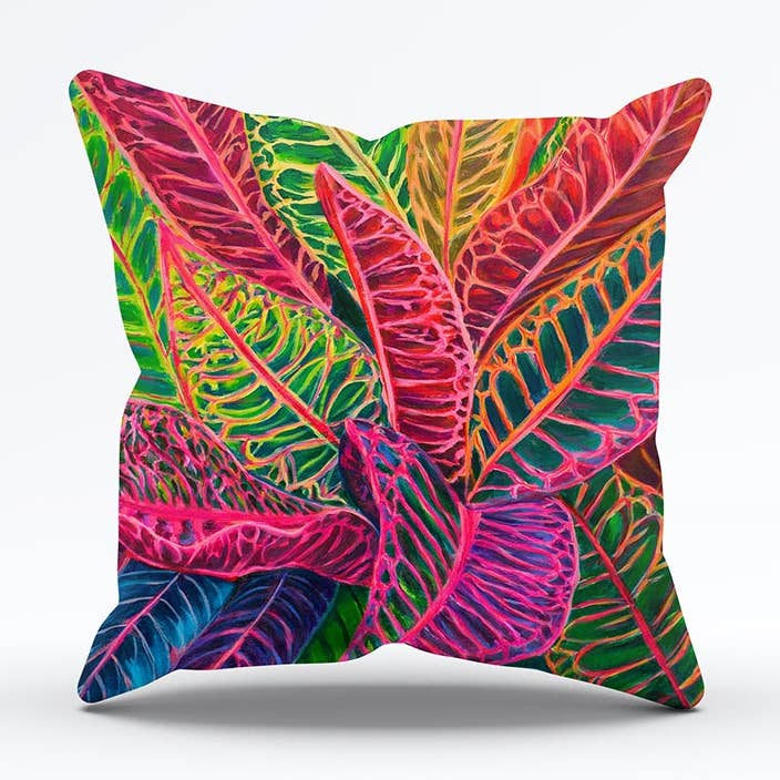 Tropical Crotons Pillow Cover 20"x20" for wholesale by Michal Art Studio