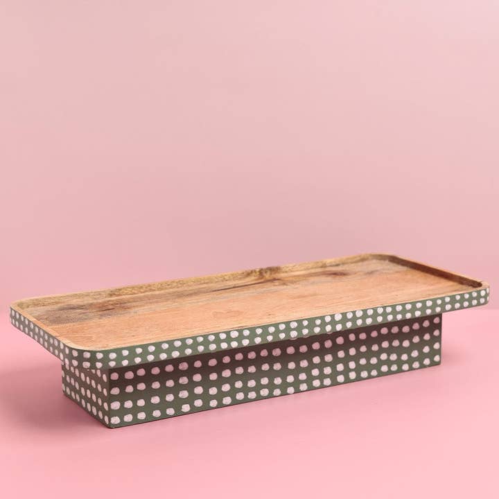 Pattern Harmony Handpainted Wood Riser & Serving Tray for wholesale by Artisaga