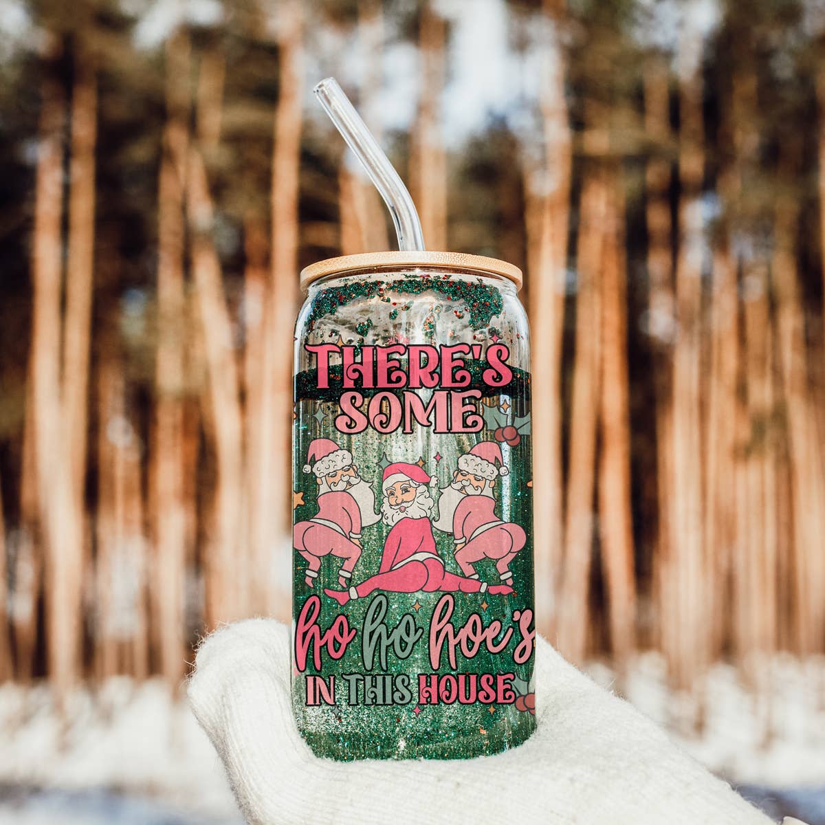 Gia Roma - Wholesale Drinking Glass/Cup - Vintage Christmas Glass Cups with Straw, Kitchen Decoration50