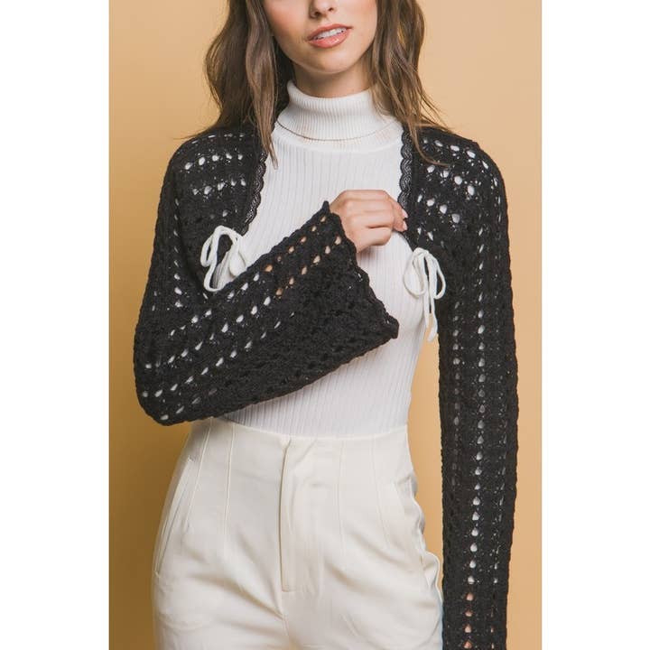 Paperdoll - Wholesale Knit Top - Women's - Bolero Detailed Crochet Shrug