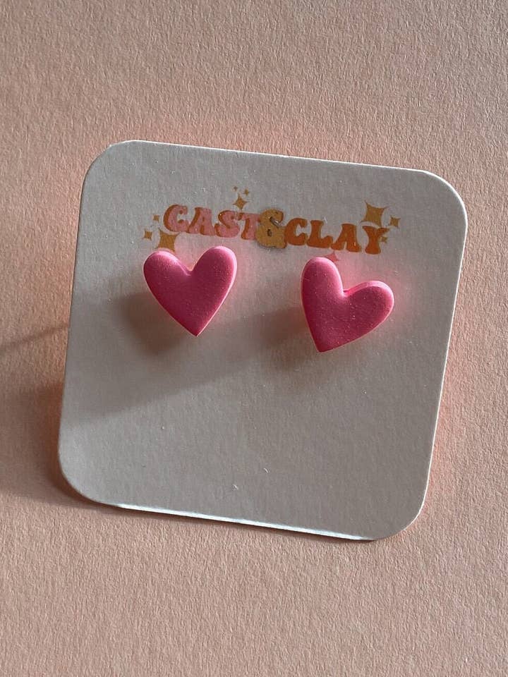 Barbie Pink Heart Stud Earrings for wholesale by Cast & Clay