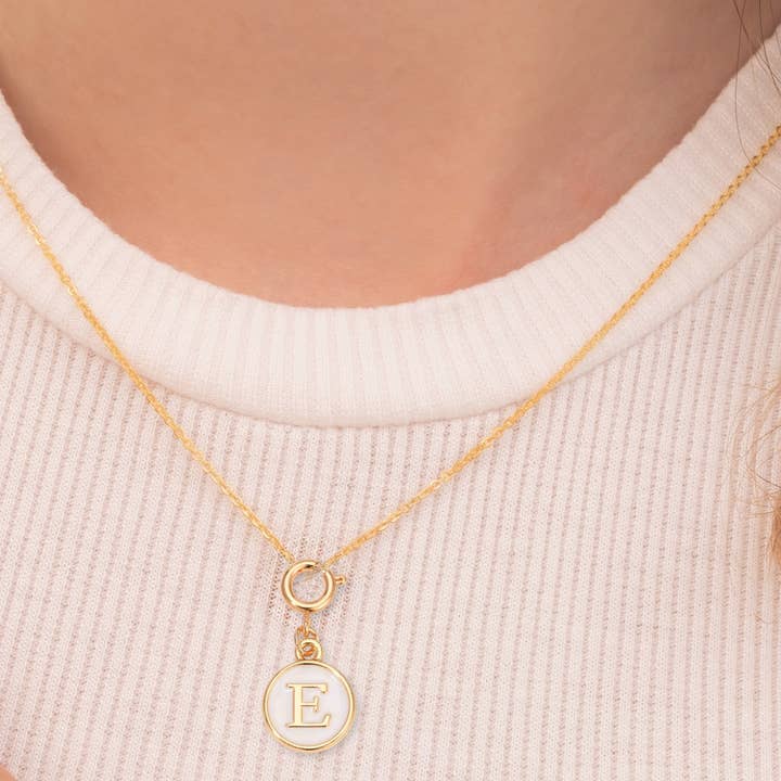 Charms | Initial–Letters | White Enamel with Gold for wholesale by My Fun Colors