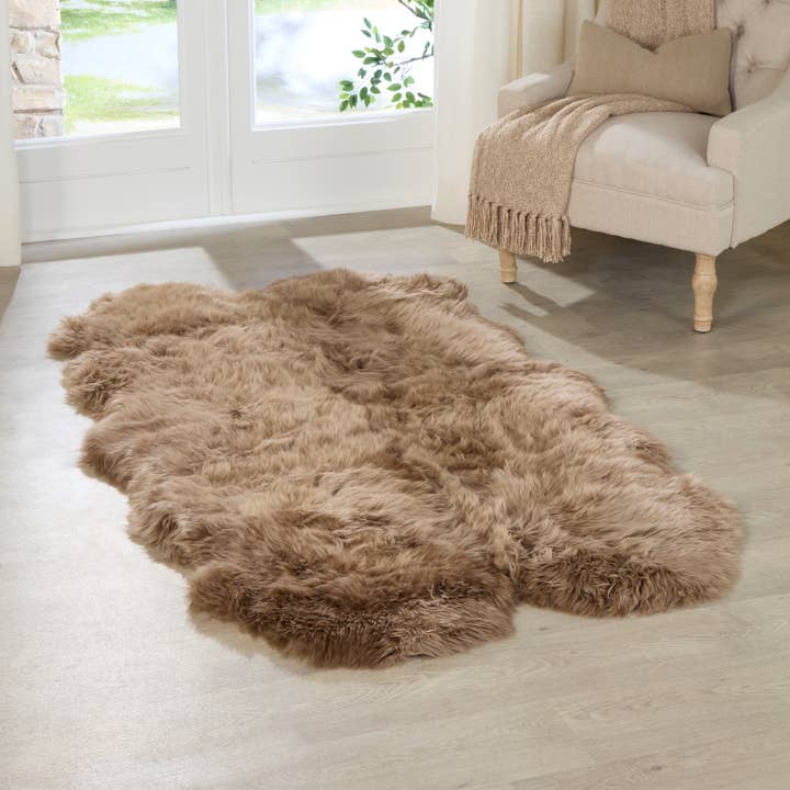 Native Natural – wholesale Area rug – Quad Light Brown Sheepskin Rug