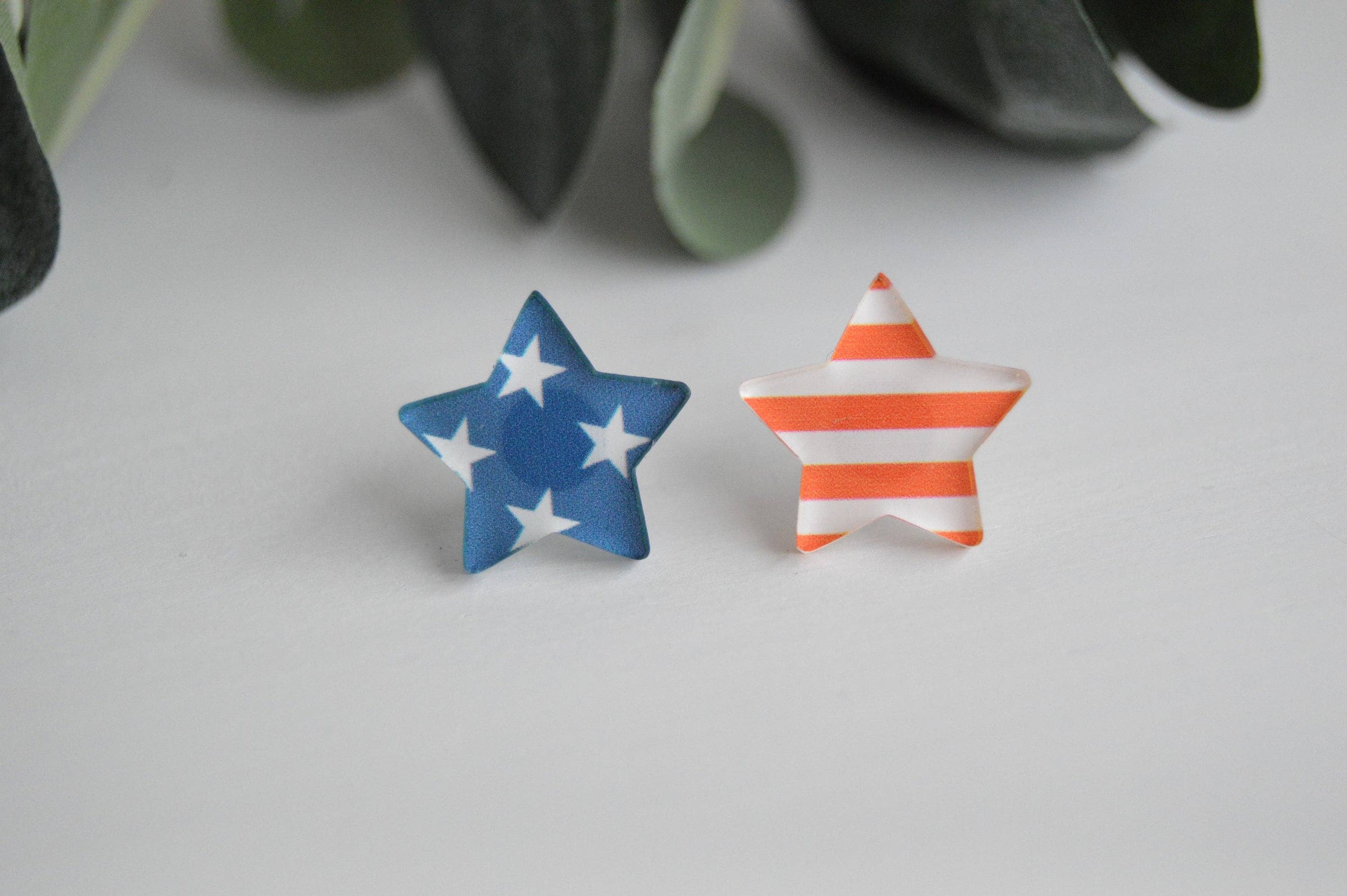The Adorned Fox - Wholesale Stud/Post Earrings - Patriotic Stars And Stripes Stud Earrings4