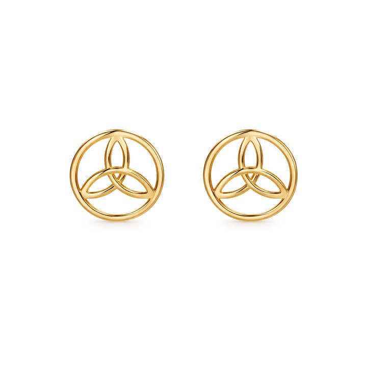 Oorsteker Keltische triquetra verguld 18k voor wholesale door TALISMAN JEWELLERY (D&Fidanverdi, S.L.)