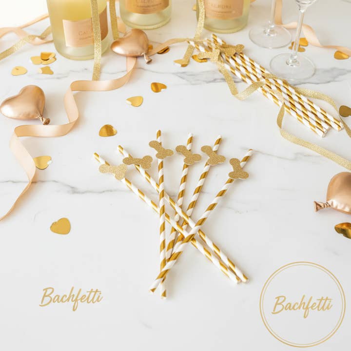 BachFetti - Wholesale Drinking straw - Bachelorette Party Paper Straws – Pack of 6 Glitter Stirrers