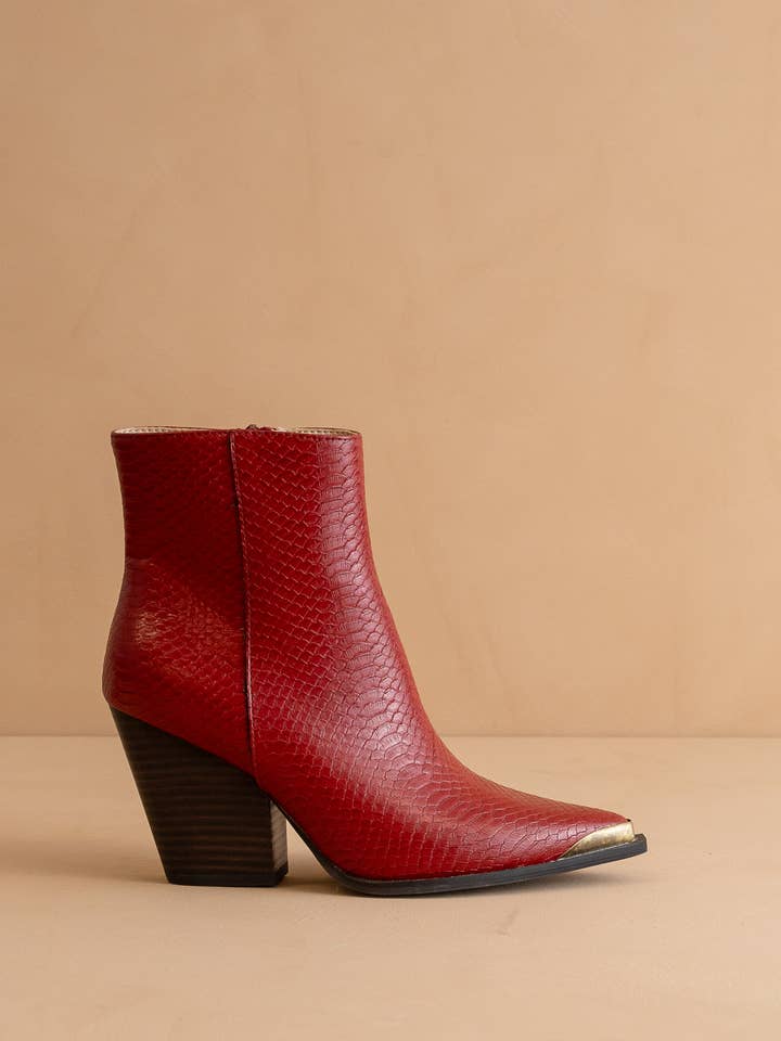 The Frankie | Red Pointed Toe Cap Bootie for wholesale by OASIS SOCIETY