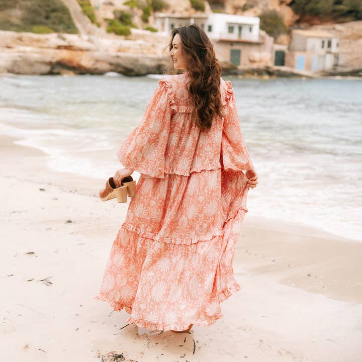 Sunshine Tienda - Wholesale Dress - Women's - Rose Gilded Palm Paradise Maxi Dress3