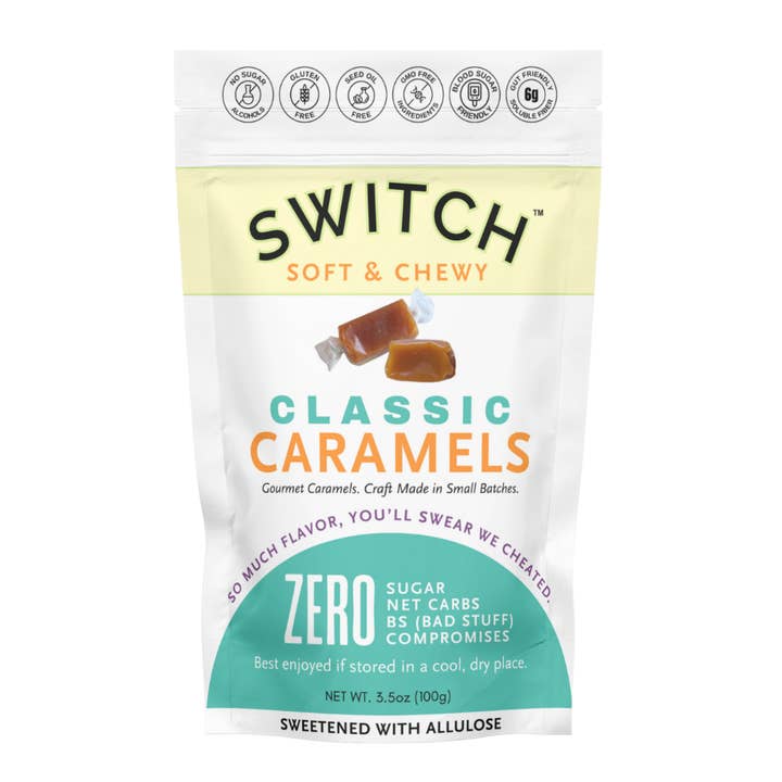 SWITCH® Classic Caramels - 3.5oz Bag for wholesale by SWITCH® (Scrummy Sweets Co.)